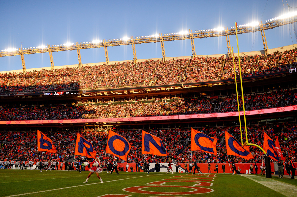 A general view after a Denver Broncos touchdown during a game between the Denver Broncos and the Cincinnati Bengals at Empower Field at Mile High on December 19, 2021 in Denver, Colorado.