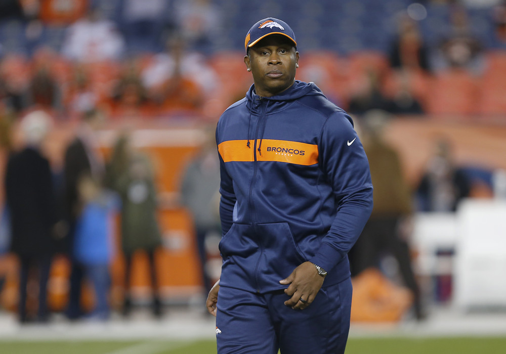 Denver Broncos head coach Vance Joseph prior a game between the Denver Broncos and the visiting Cincinnati Bengals on December 15, 2018 at Sports Authority Field in Denver, CO.